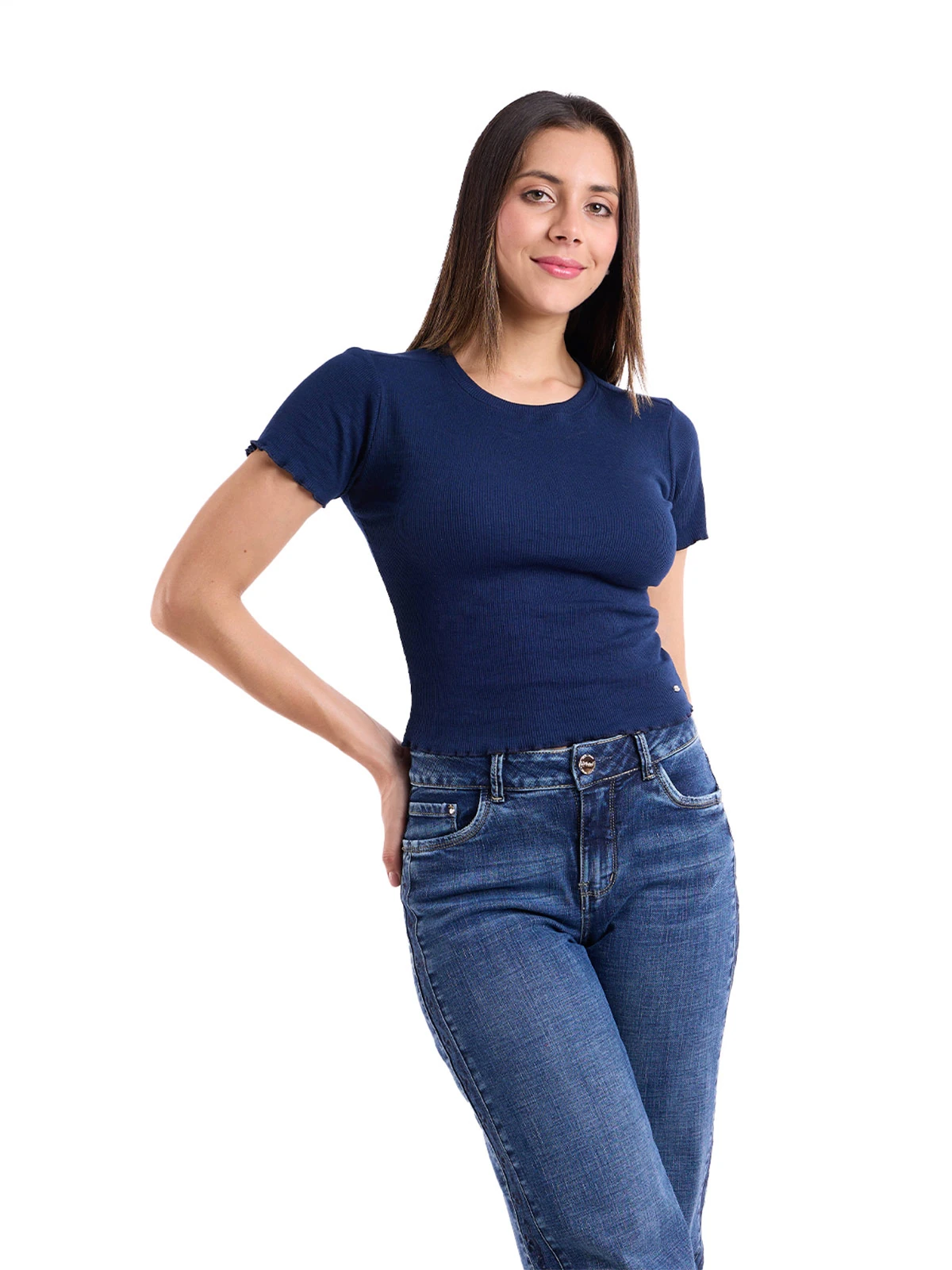 POLO MANGA CORTA ALGODÓN MUJER METAL JEANS RIB INES - 1