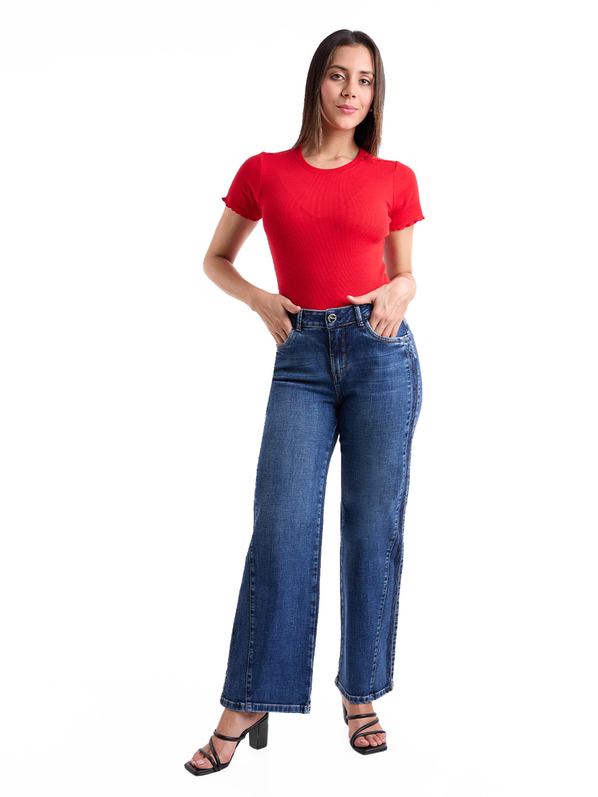 JEAN STRAIGHT MUJER METAL JEANS BORDADO ARABE - 1