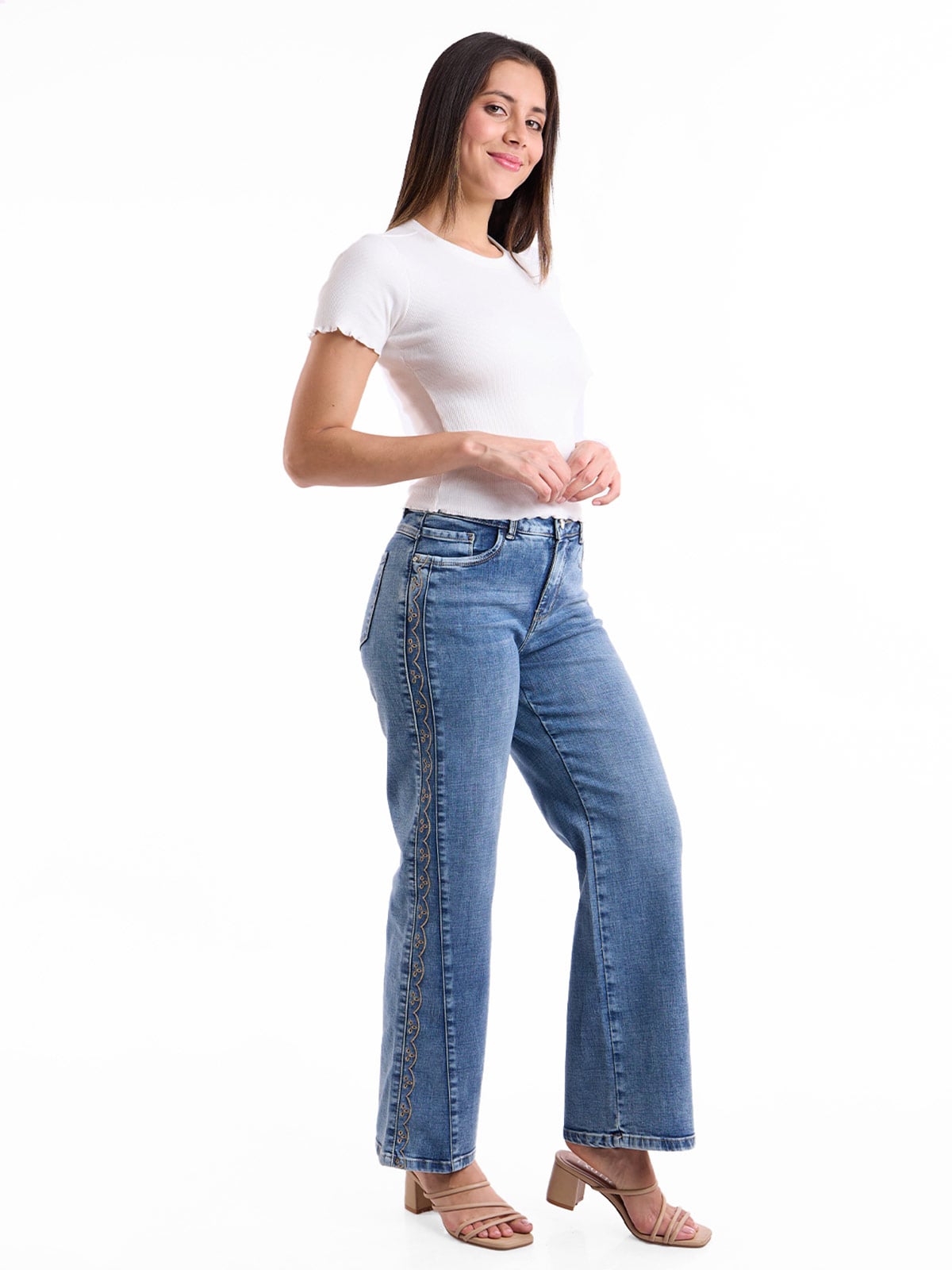 JEAN STRAIGHT MUJER METAL JEANS BORDADO ARABE - 2
