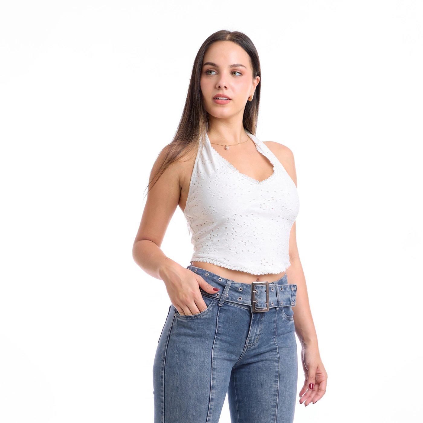 TOP ALGODÓN MUJER METAL JEANS BRODERIE BRISA  - 2