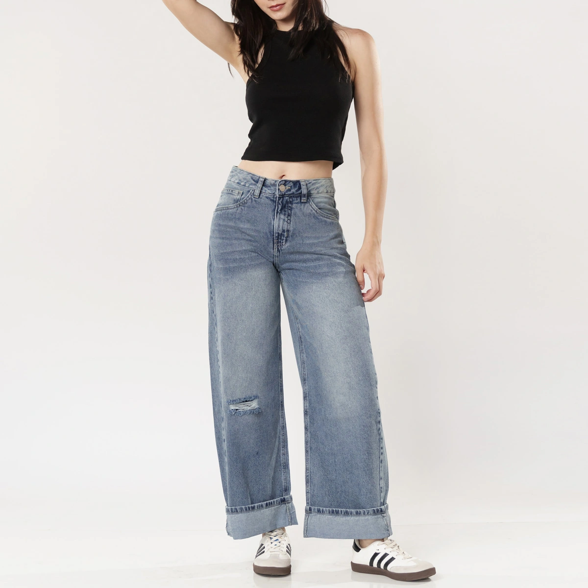 JEANS ALGODÓN WIDE LEG BALLOON MUJER KAYRA POBLET PERFECT FIT - 1
