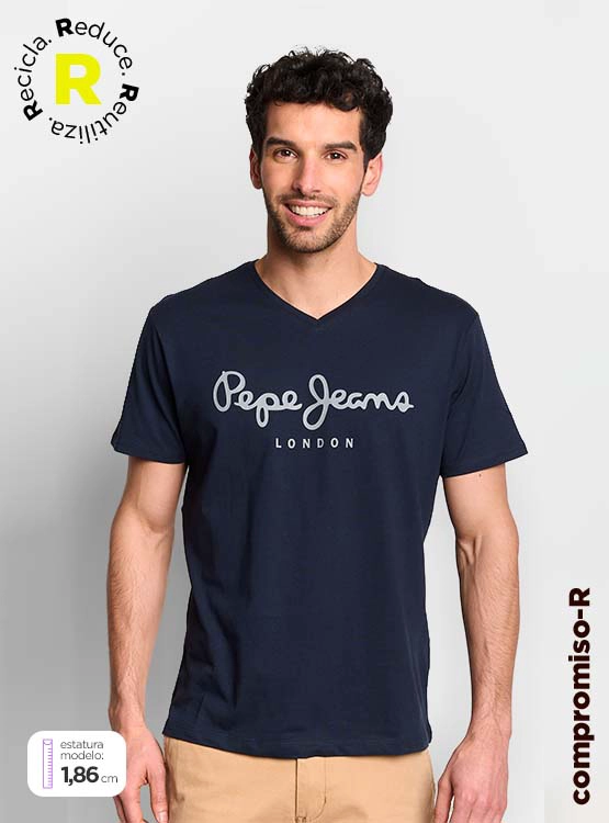 POLO MANGA CORTA ALGODÓN HOMBRE PEPE JEANS AZUL MARINO EGGO V - 1