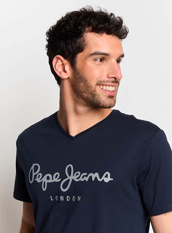 POLO MANGA CORTA ALGODÓN HOMBRE PEPE JEANS AZUL MARINO EGGO V - 3