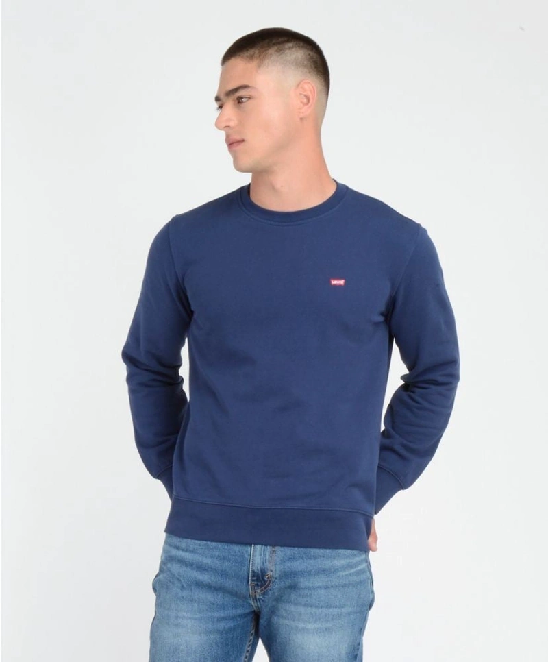 POLERA MANGA LARGA ALGODÓN HOMBRE LEVI'S AZUL NEW ORIGINAL CREW - 1
