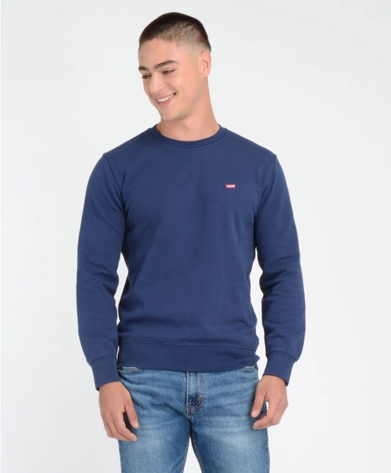 POLERA MANGA LARGA ALGODÓN HOMBRE LEVI'S AZUL NEW ORIGINAL CREW - 4