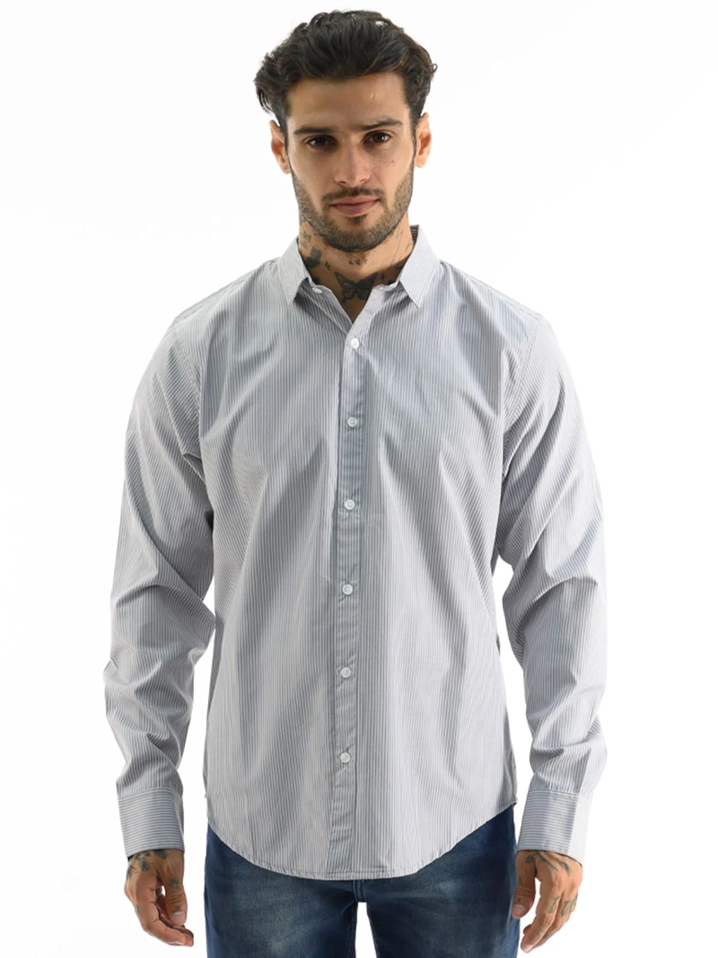 CAMISA MANGA LARGA ALGODÓN HOMBRE BLACKOUT PLATA SPIDER H25 - 1