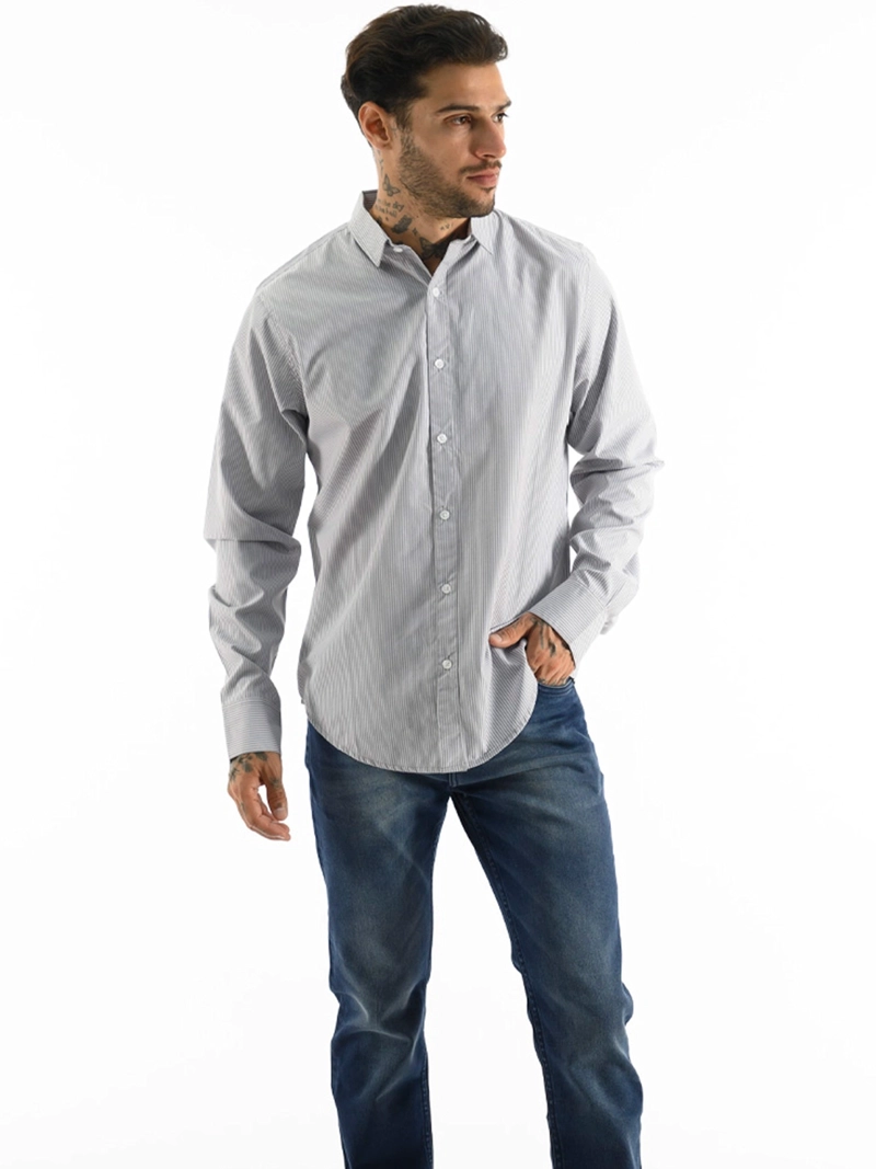 CAMISA MANGA LARGA ALGODÓN HOMBRE BLACKOUT PLATA SPIDER H25 - 4