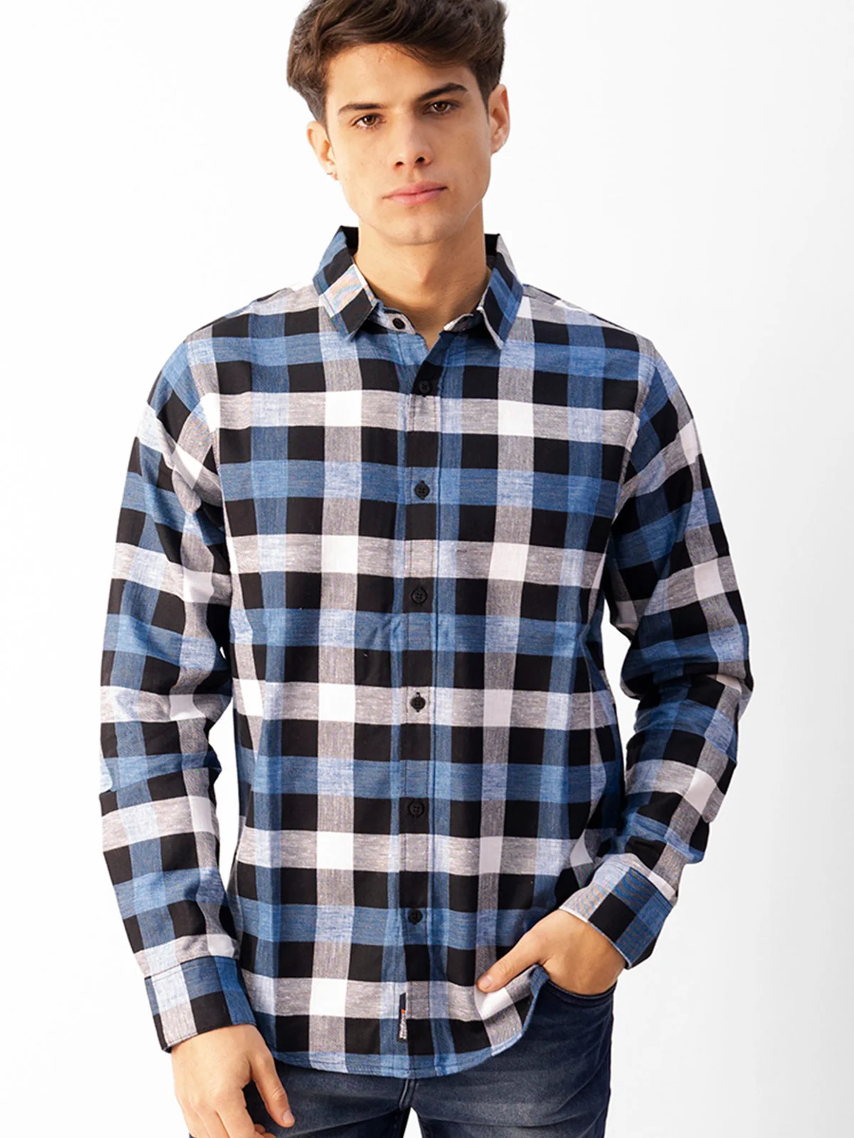 CAMISA MANGA LARGA HOMBRE WOALLANCE AZUL KORN H25 - 1