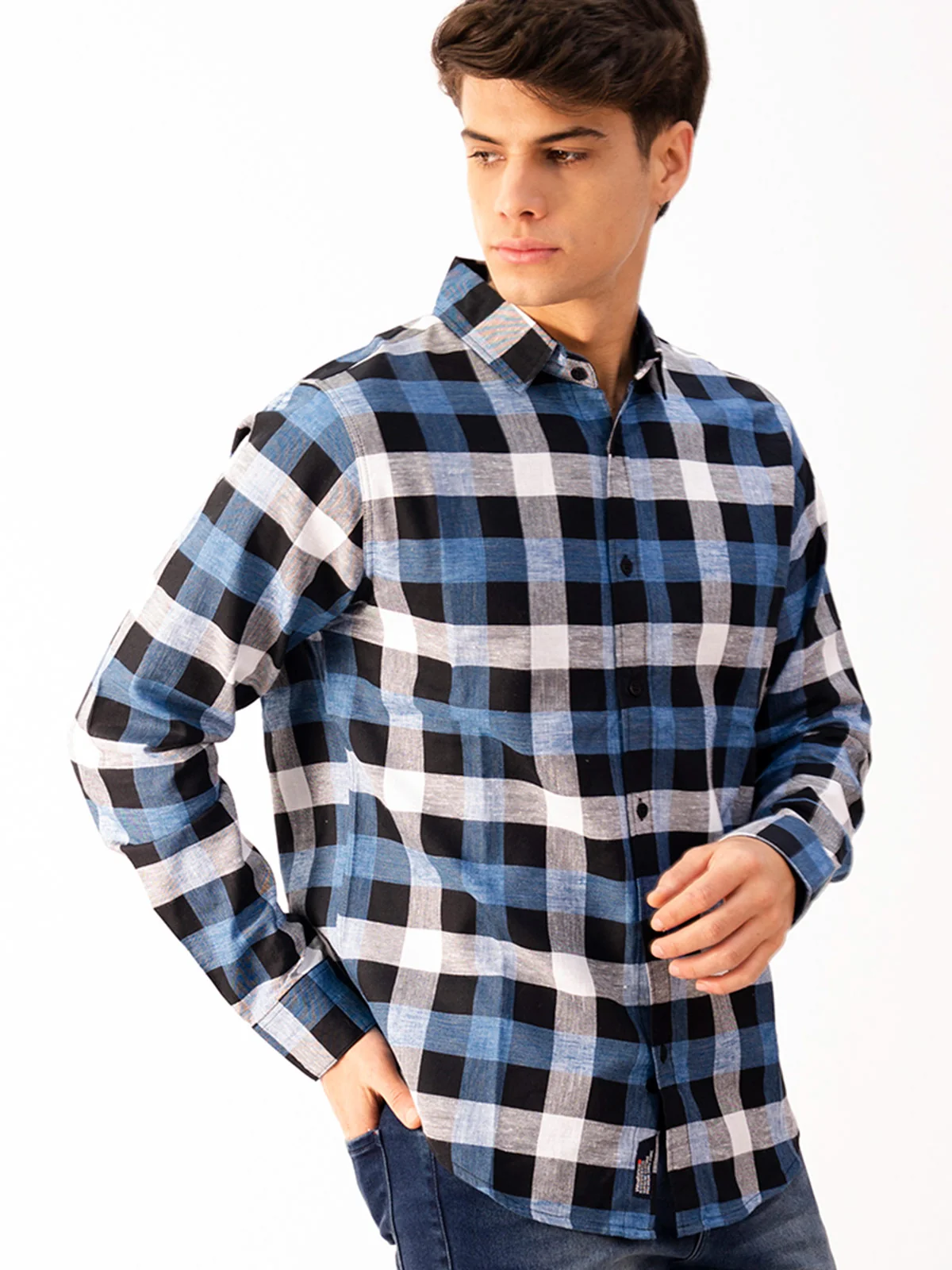 CAMISA MANGA LARGA HOMBRE WOALLANCE AZUL KORN H25 - 3