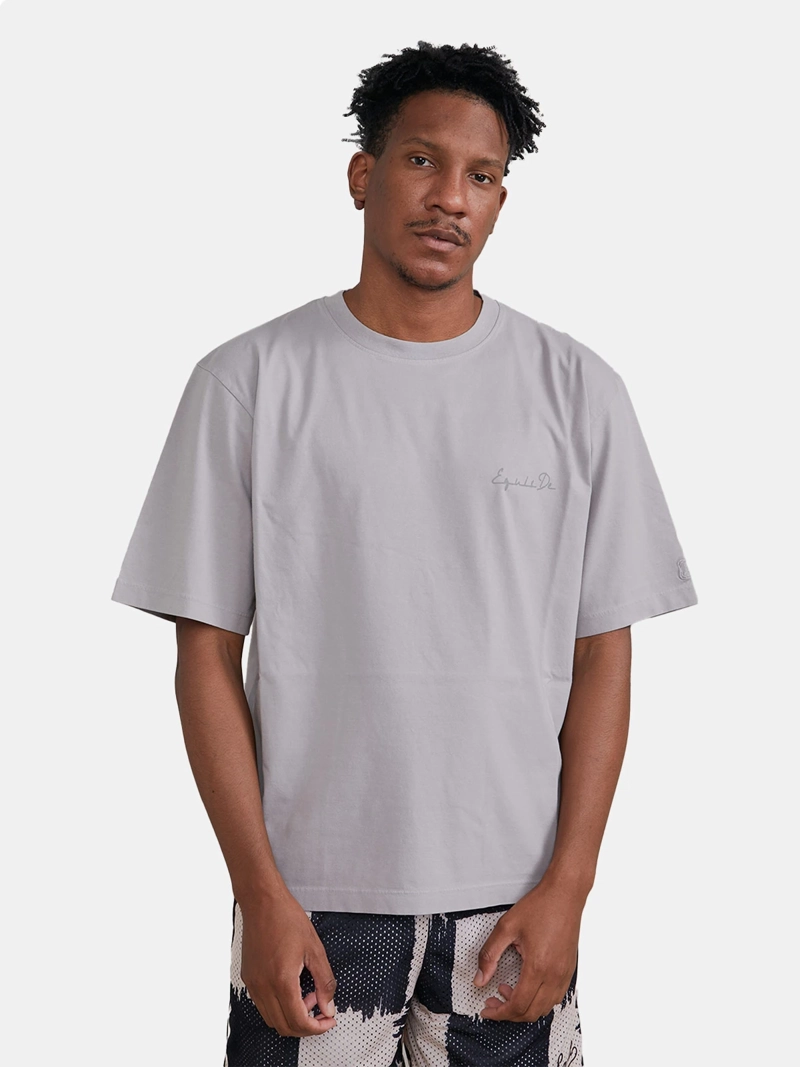 POLO MANGA CORTA ALGODÓN HOMBRE EQUISDE GRIS LETTER TEE - 1