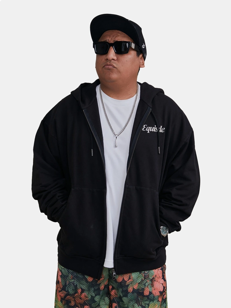 POLERA ALGODÓN HOMBRE EQUISDE NEGRO ZIP HOODIE SAINTR - 1