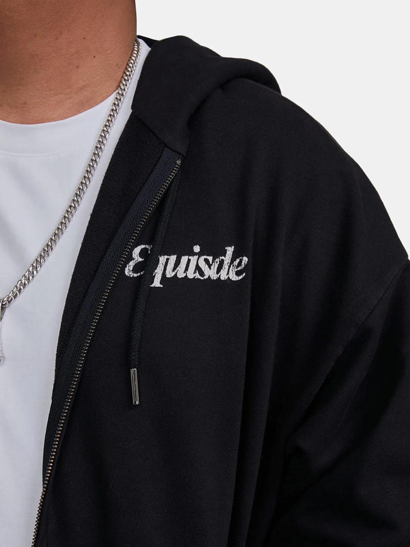 POLERA ALGODÓN HOMBRE EQUISDE NEGRO ZIP HOODIE SAINTR - 3