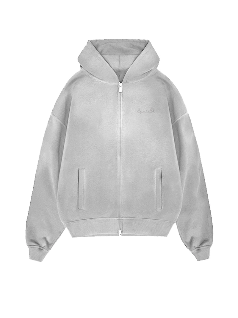 POLERA ALGODÓN HOMBRE EQUISDE GRIS ZIP HOODIE LETTER - 1