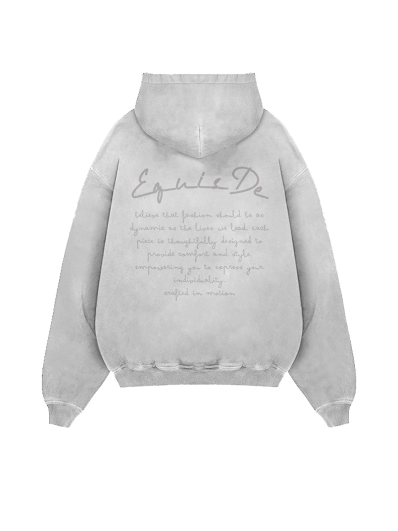 POLERA ALGODÓN HOMBRE EQUISDE GRIS ZIP HOODIE LETTER - 2