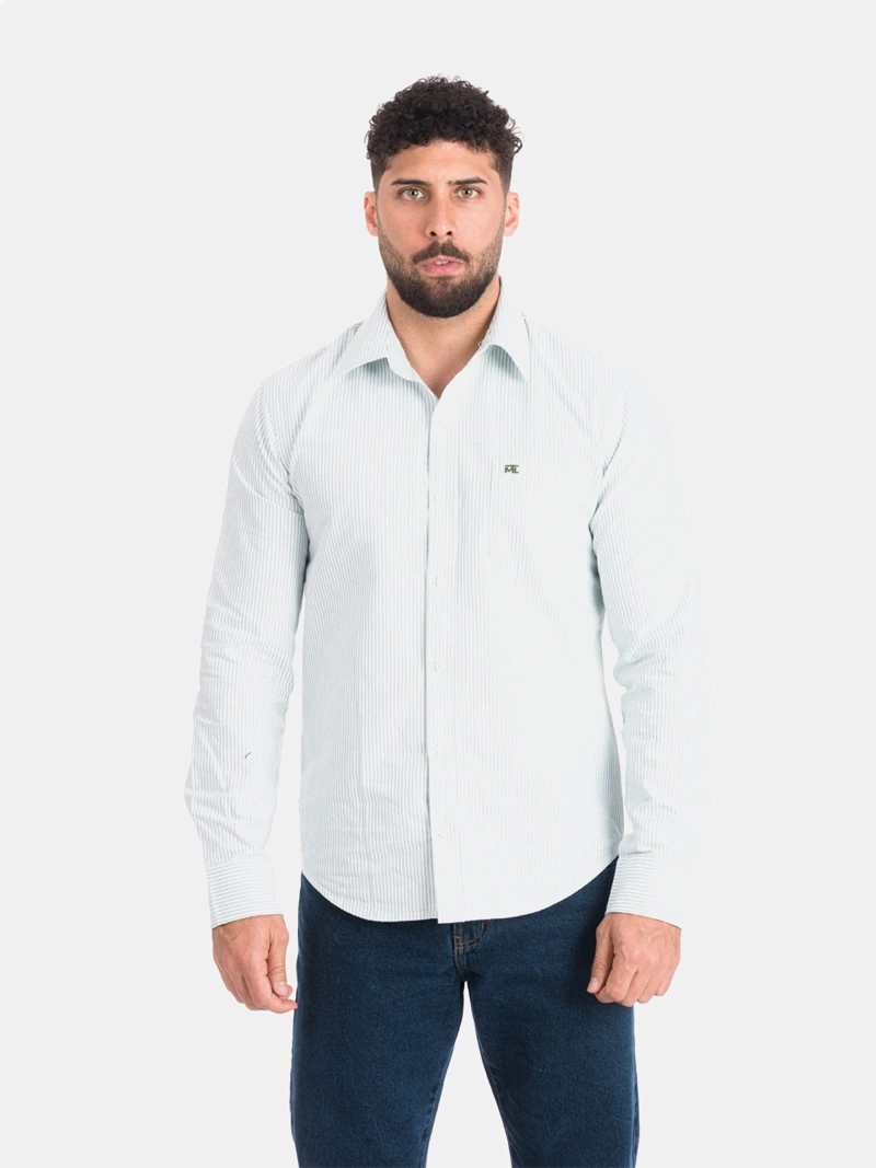 CAMISA MANGA LARGA ALGODÓN HOMBRE METAL JEANS GRIS KALIFAS - 1
