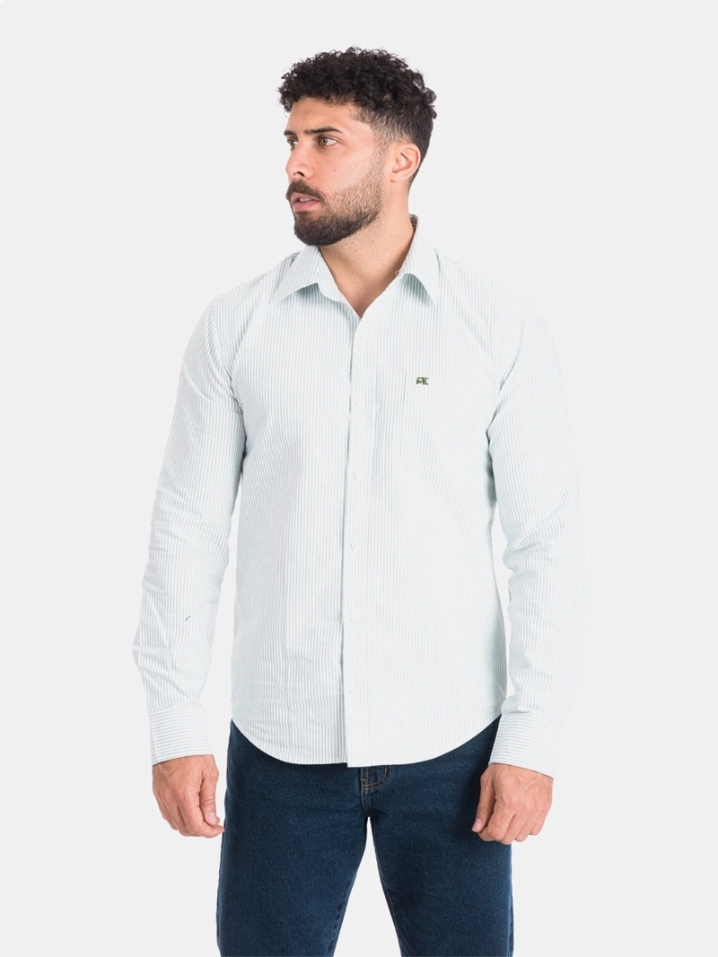 CAMISA MANGA LARGA ALGODÓN HOMBRE METAL JEANS GRIS KALIFAS - 3