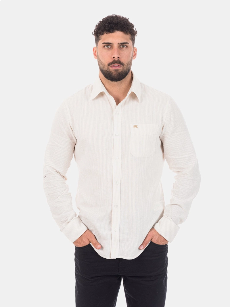 CAMISA MANGA LARGA ALGODÓN HOMBRE METAL JEANS GRIS KALIFAS - 1