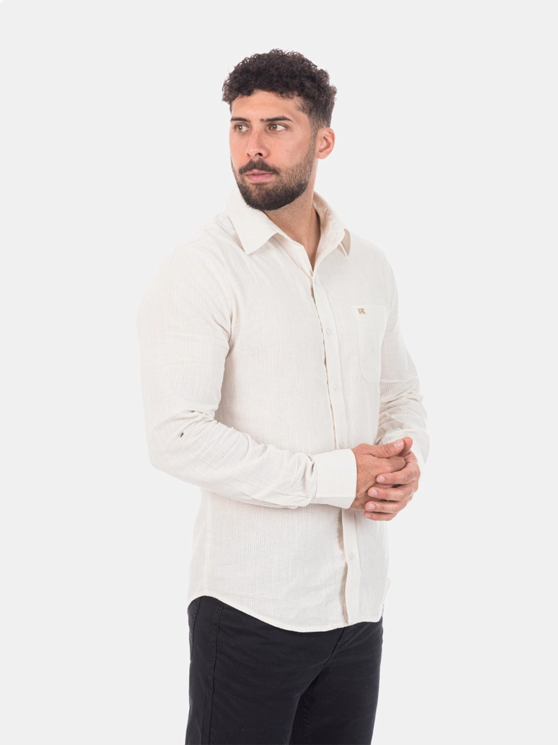 CAMISA MANGA LARGA ALGODÓN HOMBRE METAL JEANS GRIS KALIFAS - 3