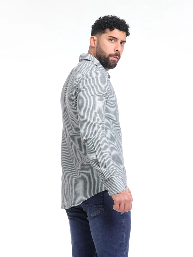CAMISA MANGA LARGA ALGODÓN HOMBRE METAL JEANS GRIS KALIFAS - 2