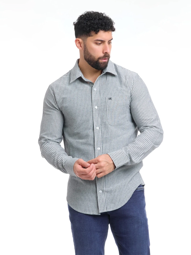 CAMISA MANGA LARGA ALGODÓN HOMBRE METAL JEANS GRIS KALIFAS - 3