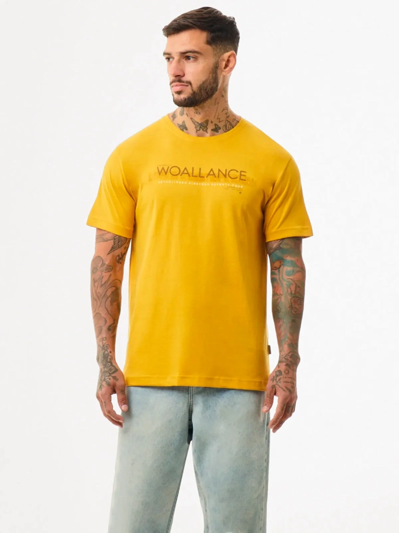 POLO MANGA CORTA HOMBRE WOALLANCE CLASICO MOSTAZA - 1