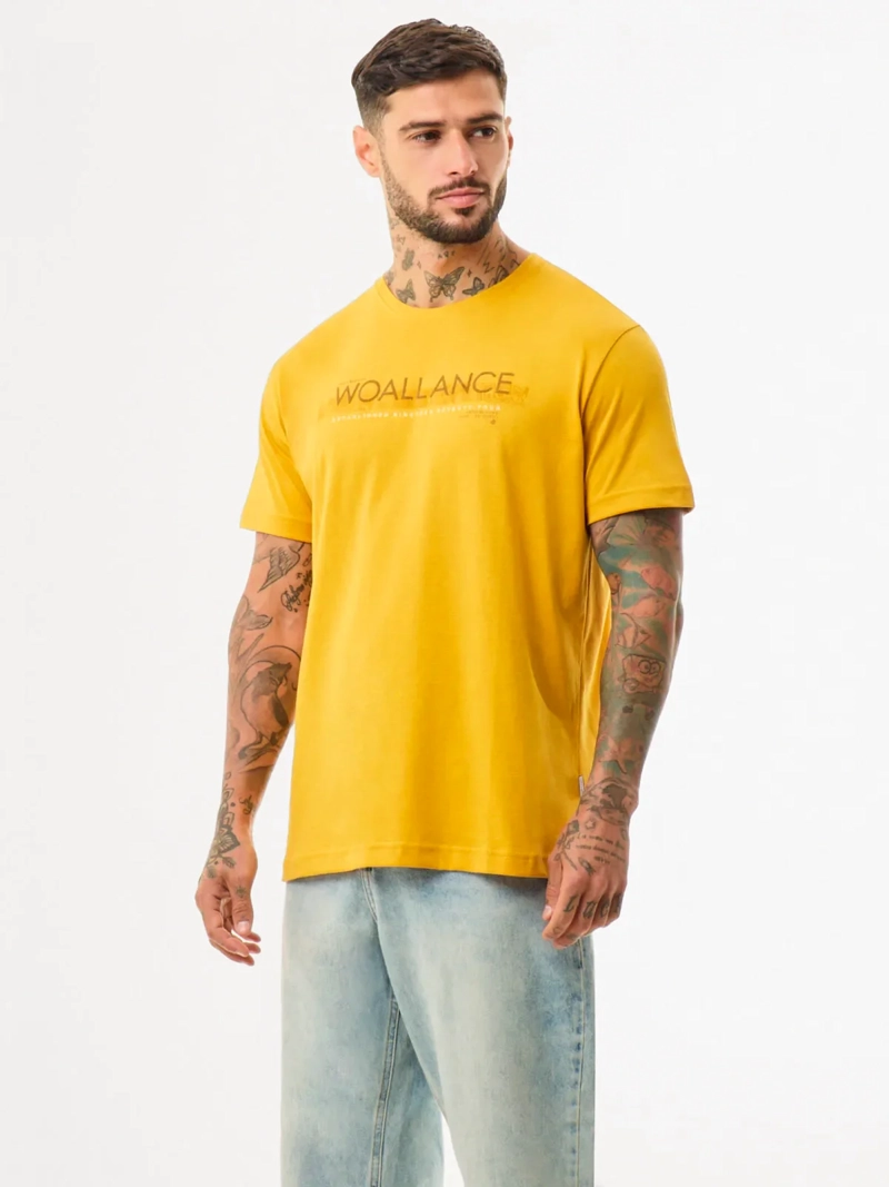 POLO MANGA CORTA HOMBRE WOALLANCE CLASICO MOSTAZA - 3
