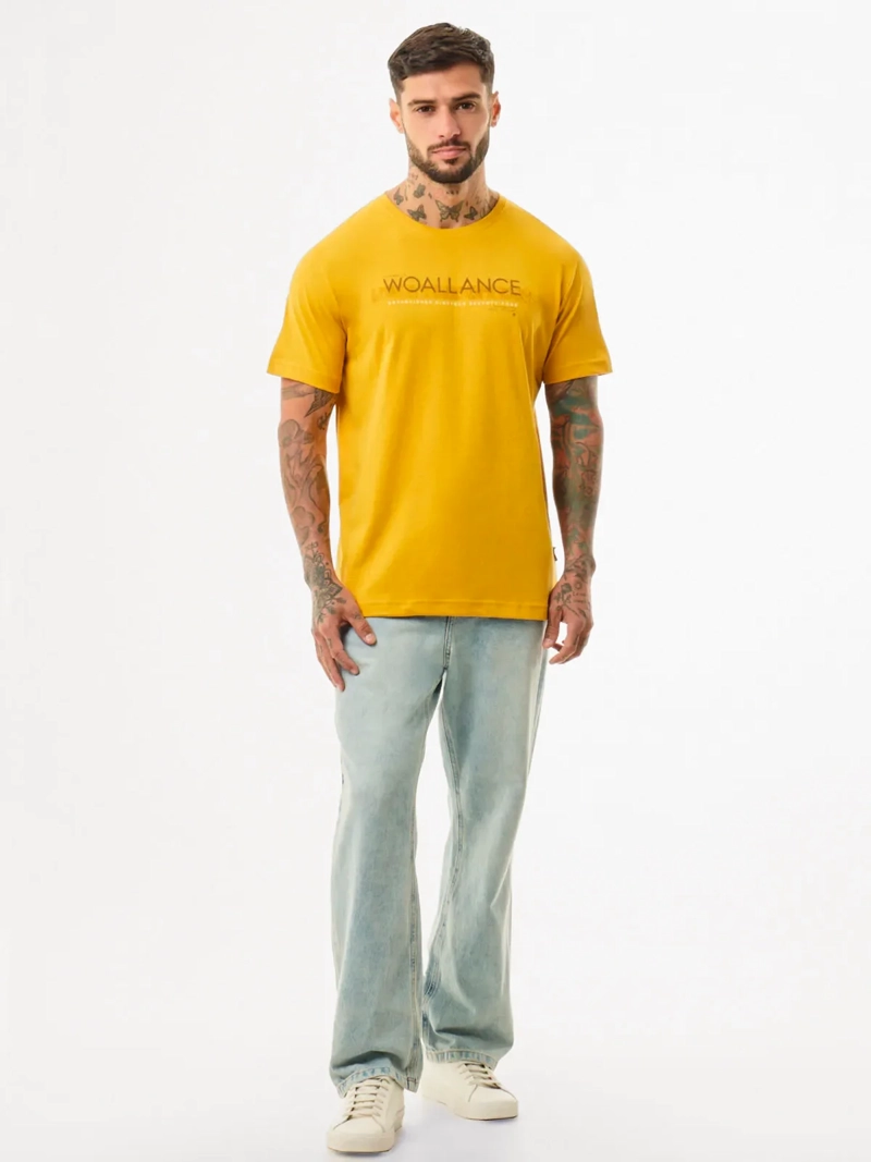 POLO MANGA CORTA HOMBRE WOALLANCE CLASICO MOSTAZA - 5