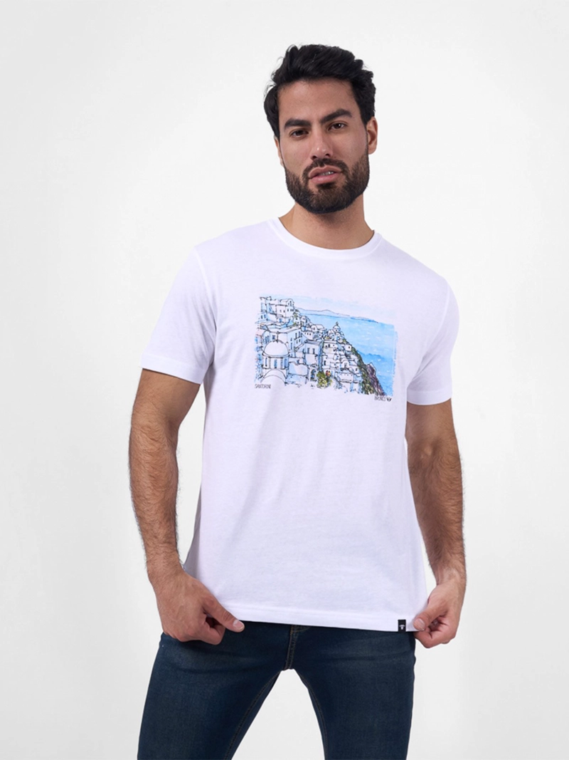 POLO ALGODÓN MANGA CORTA HOMBRE BRONCO SANTORINI BLANCO - 1