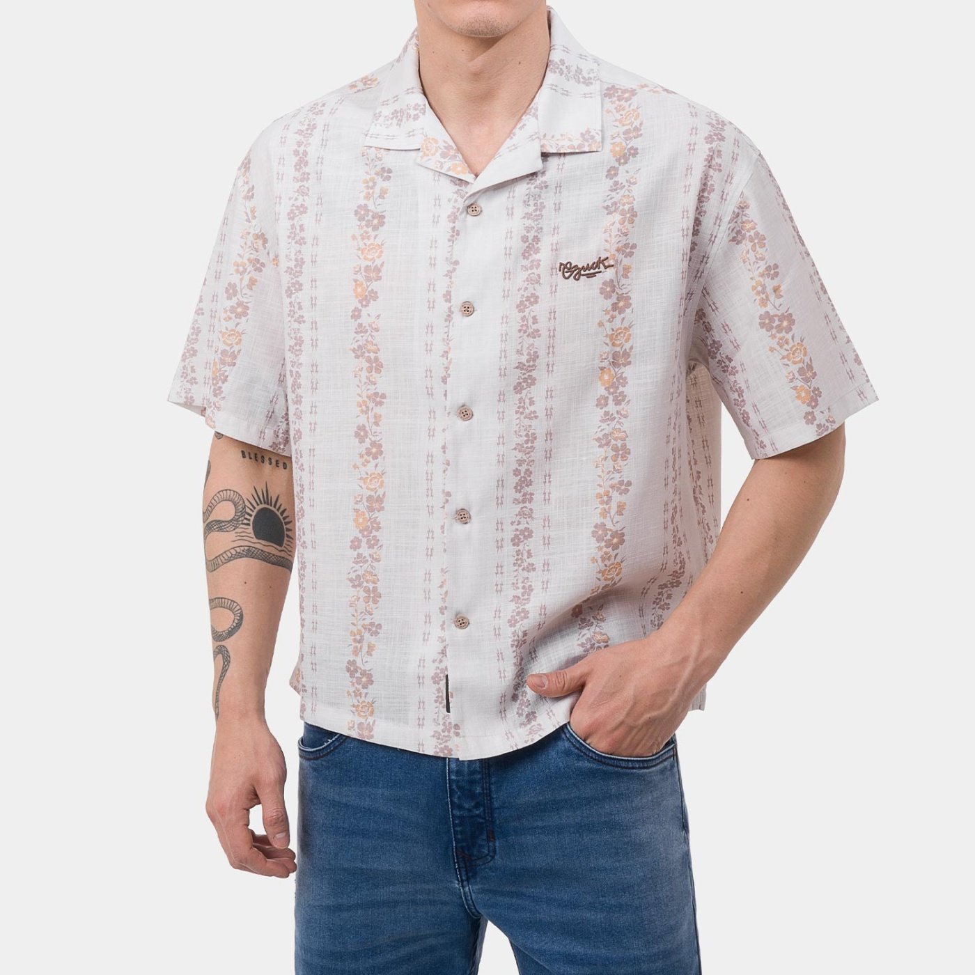 CAMISA MANGA CORTA HOMBRE GZUCK FLORAL LINES BOXY FIT - 1