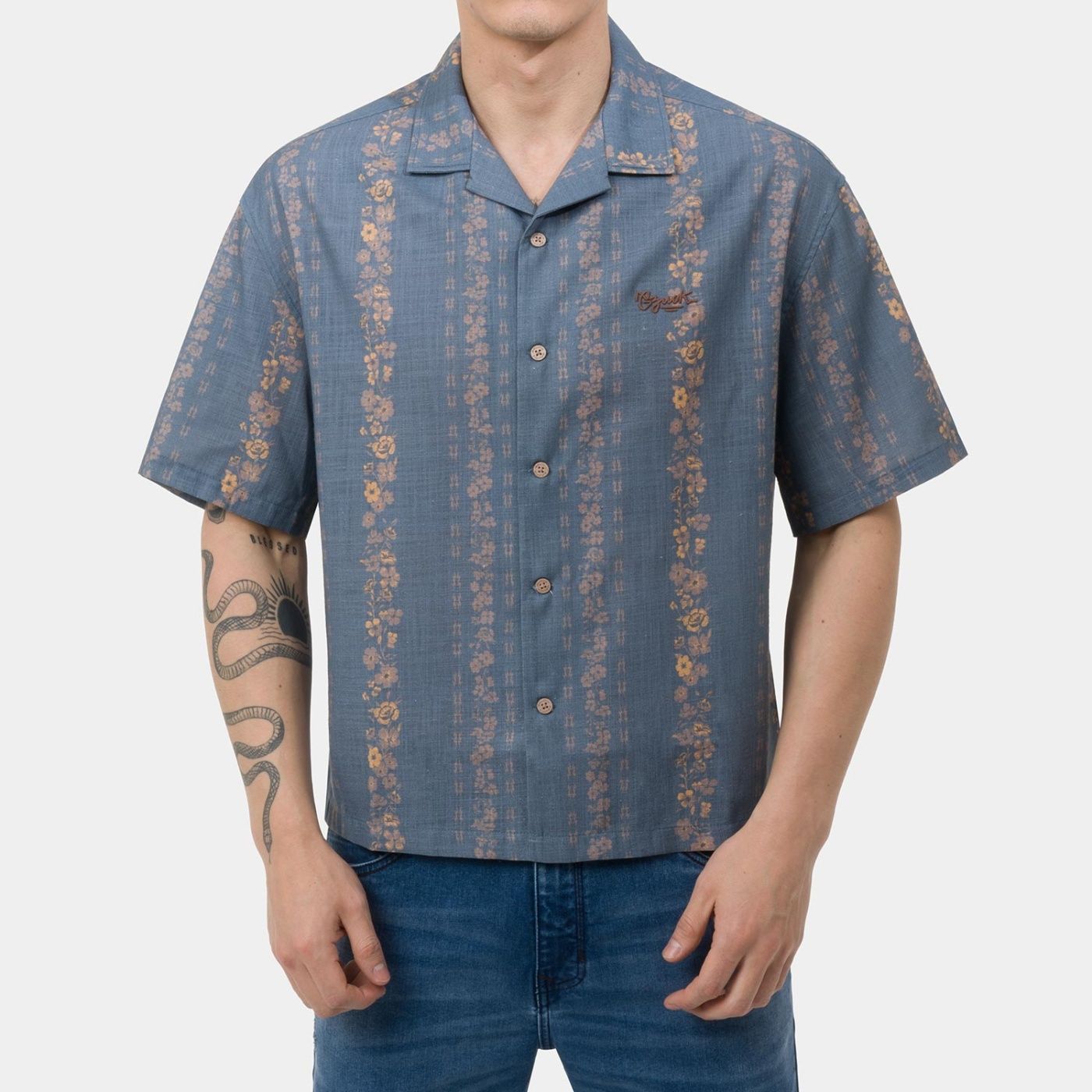 CAMISA MANGA CORTA HOMBRE GZUCK FLORAL LINES BOXY FIT - 1