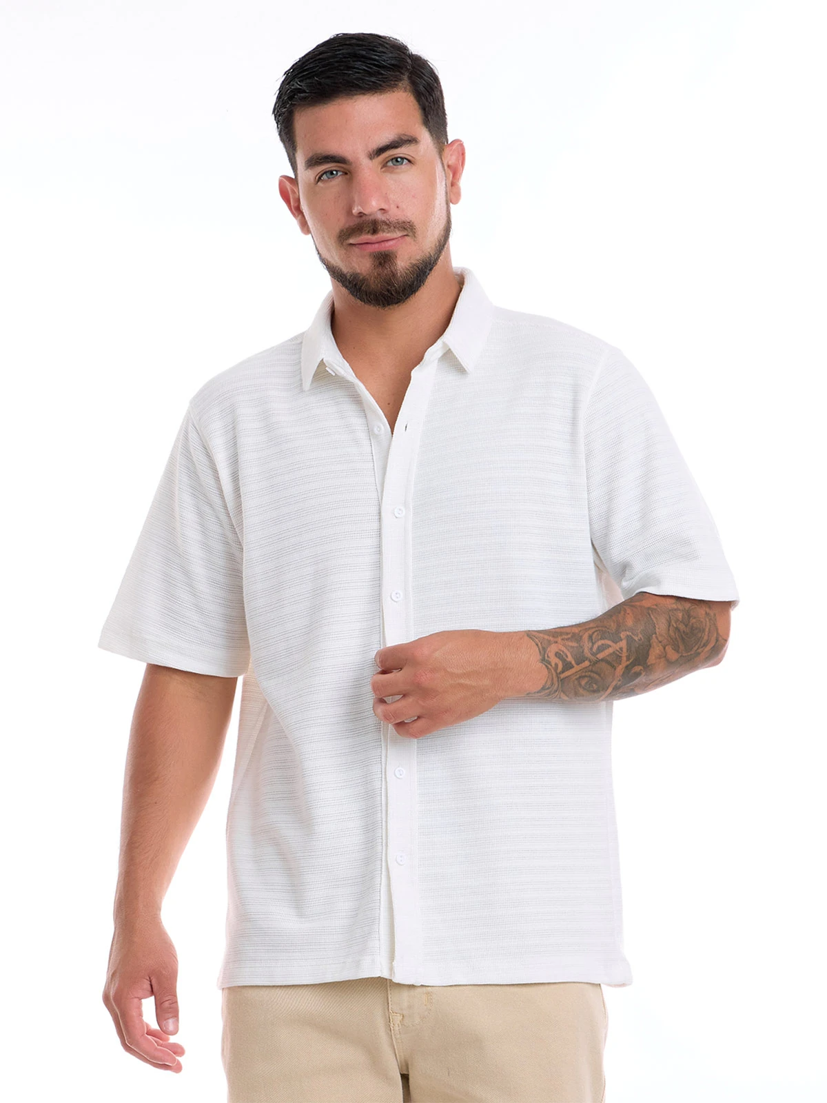 CAMISA MANGA CORTA ALGODÓN HOMBRE METAL JEANS DRAKE - 1
