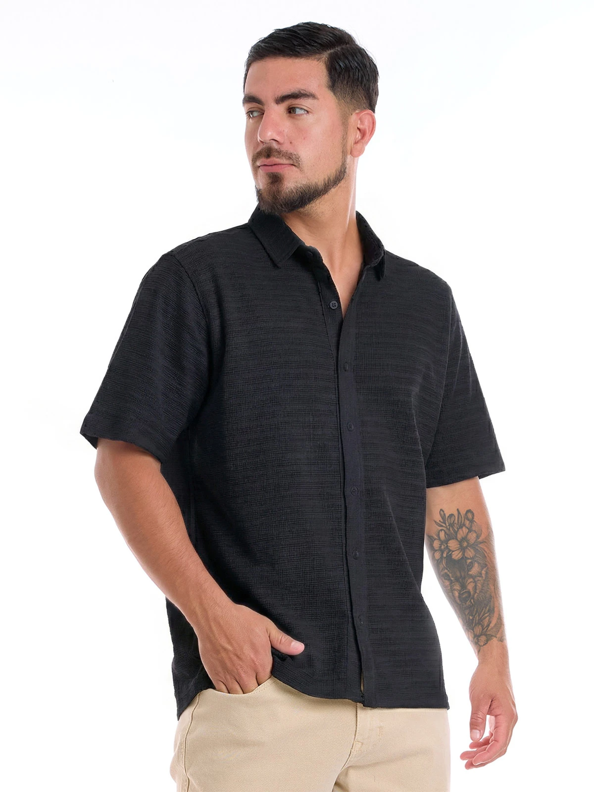 CAMISA MANGA CORTA ALGODÓN HOMBRE METAL JEANS DRAKE - 1