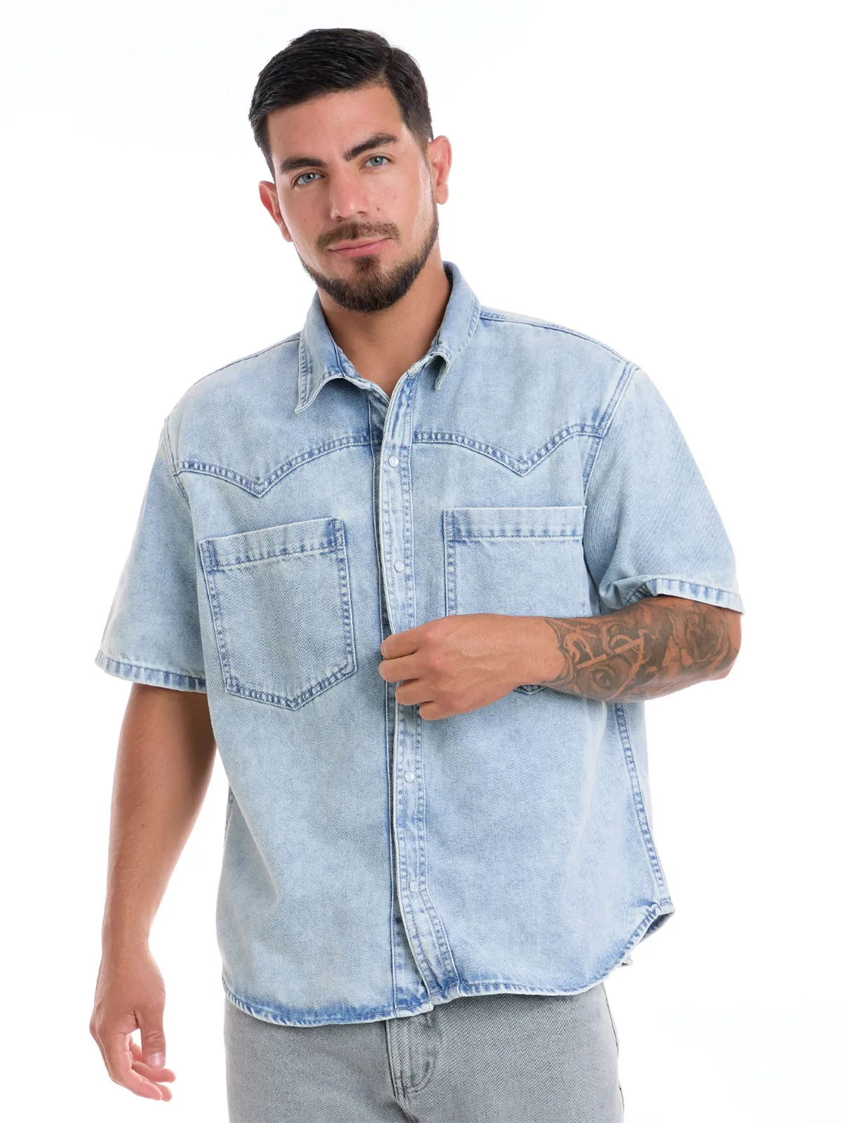 CAMISA MANGA CORTA ALGODÓN HOMBRE METAL JEANS ZONE - 1