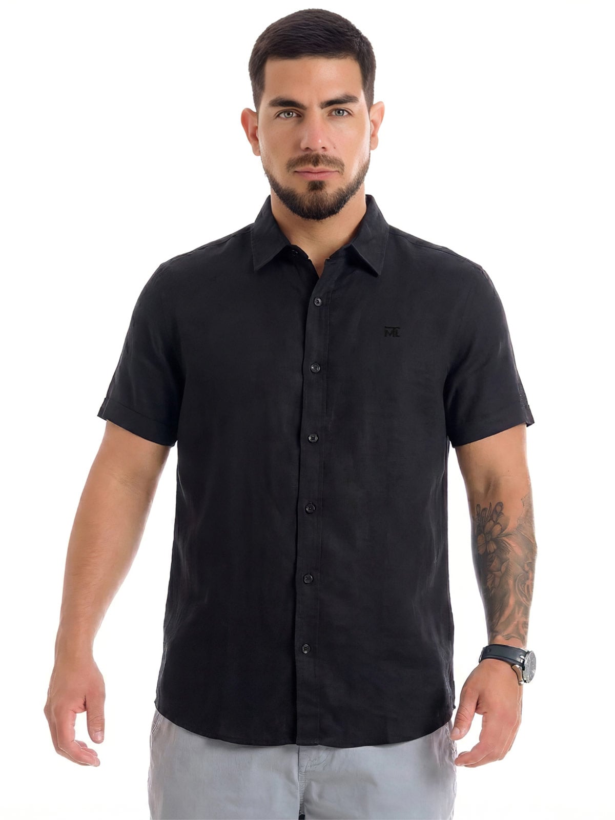 CAMISA MANGA CORTA ALGODÓN HOMBRE METAL JEANS HUGO - 1