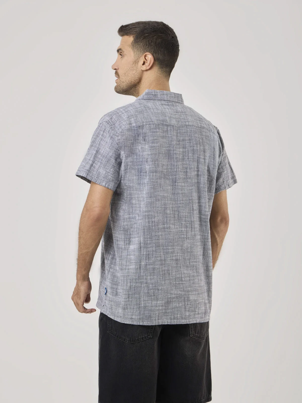 CAMISA MANGA CORTA ALGODÓN HOMBRE ROBERT LEWIS AZUL - 2