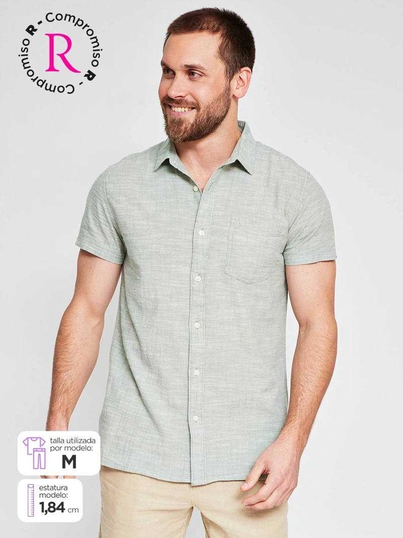 CAMISA MANGA CORTA ALGODÓN HOMBRE ROBERT LEWIS - 1