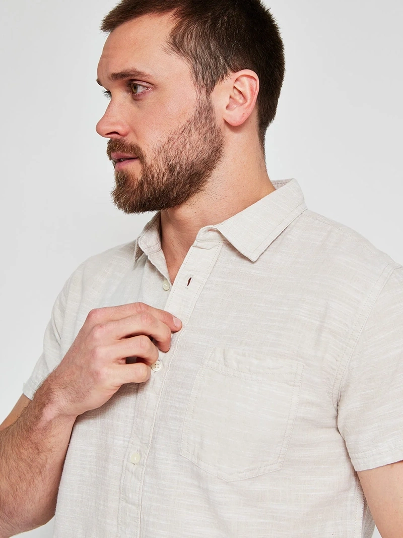 CAMISA MANGA CORTA ALGODÓN HOMBRE ROBERT LEWIS AZUL - 3
