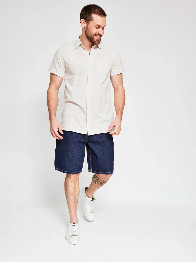 CAMISA MANGA CORTA ALGODÓN HOMBRE ROBERT LEWIS AZUL - 4