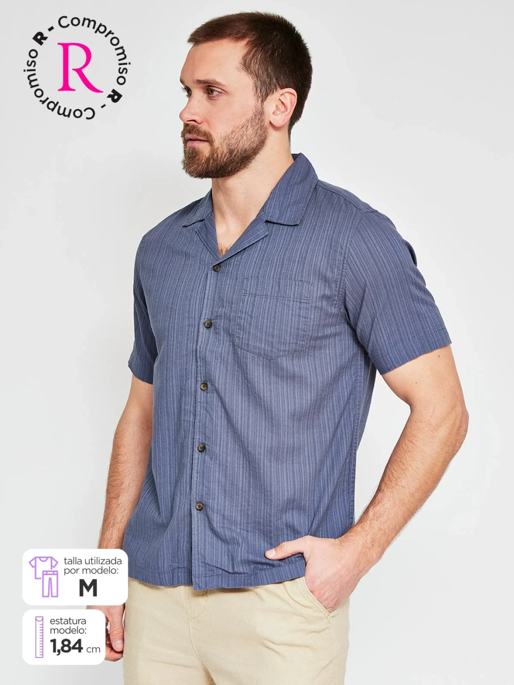 CAMISA MANGA CORTA ALGODÓN HOMBRE BARBADOS - 1