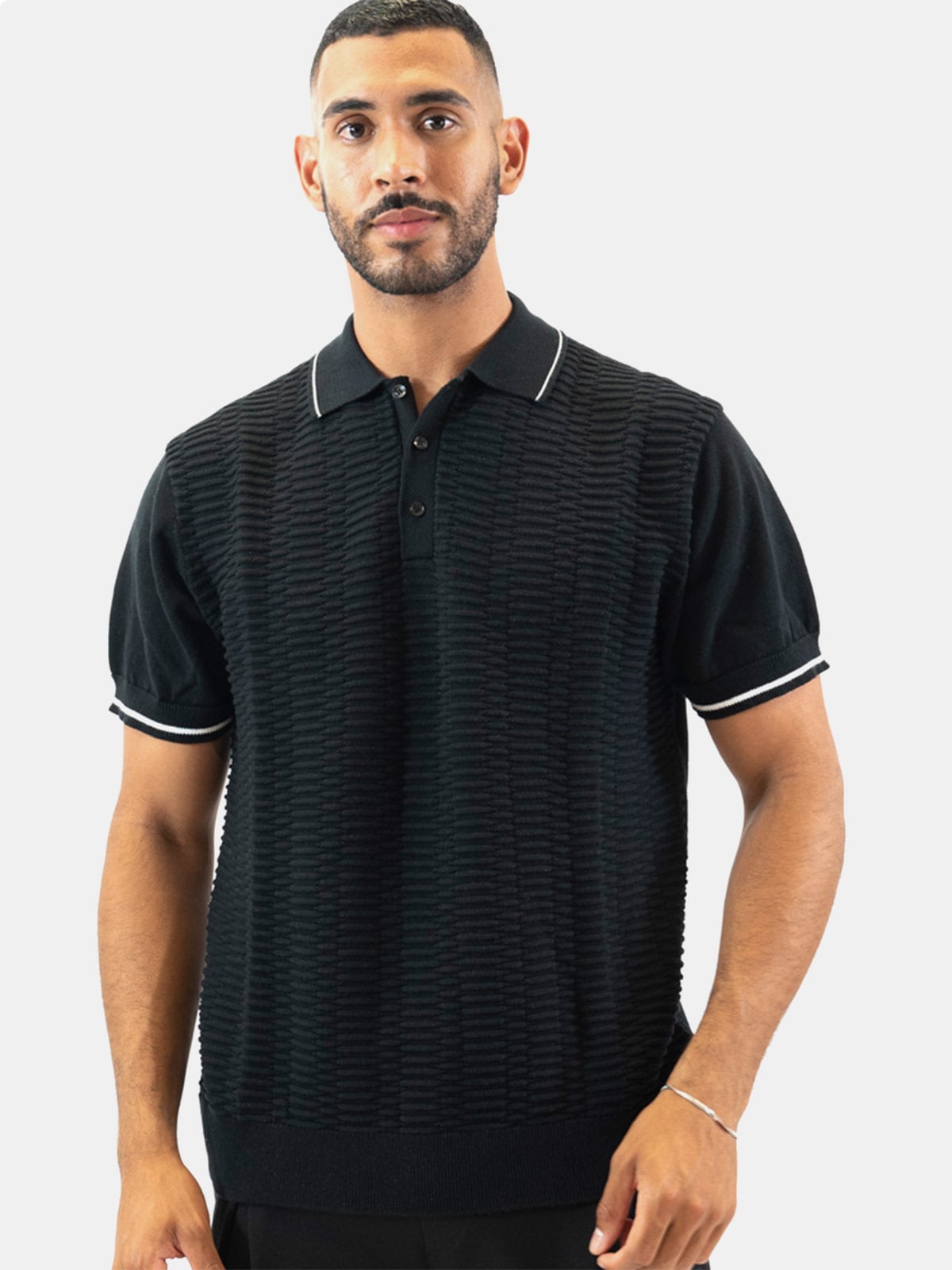 POLO BOXY FIT HOMBRE BLACKOUT KARMA H2 TEJIDO - 1