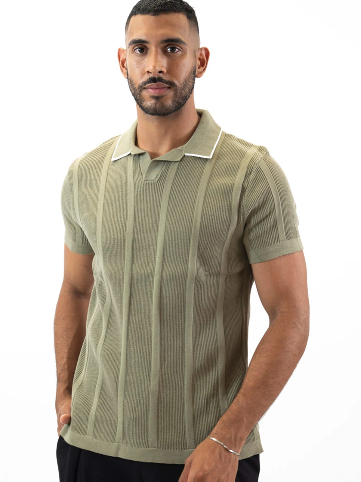 POLO BOX FIT MANGA CORTA HOMBRE WOALLANCE ARABIA TEJIDA - 1