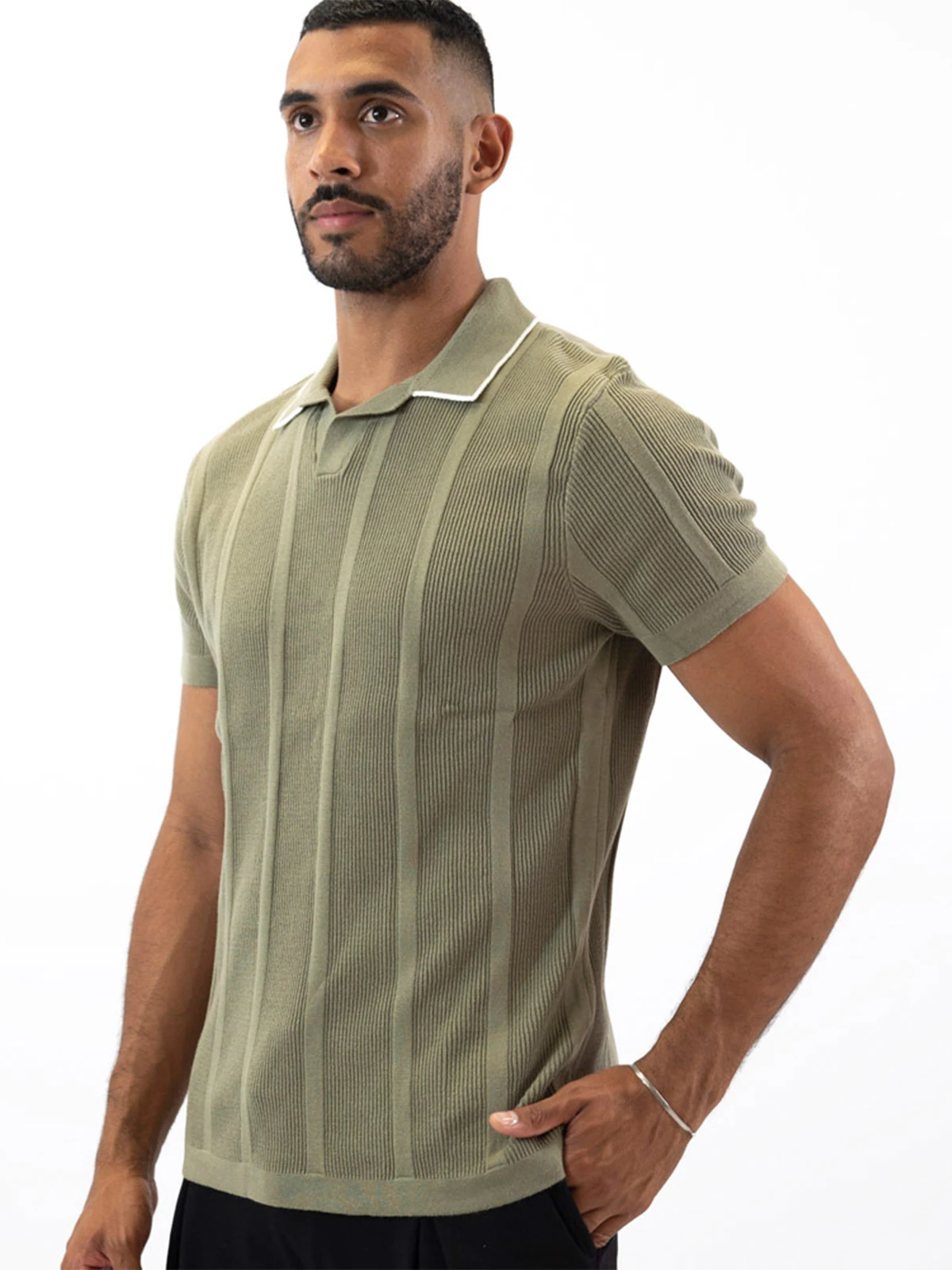 POLO BOX FIT MANGA CORTA HOMBRE WOALLANCE ARABIA TEJIDA - 3