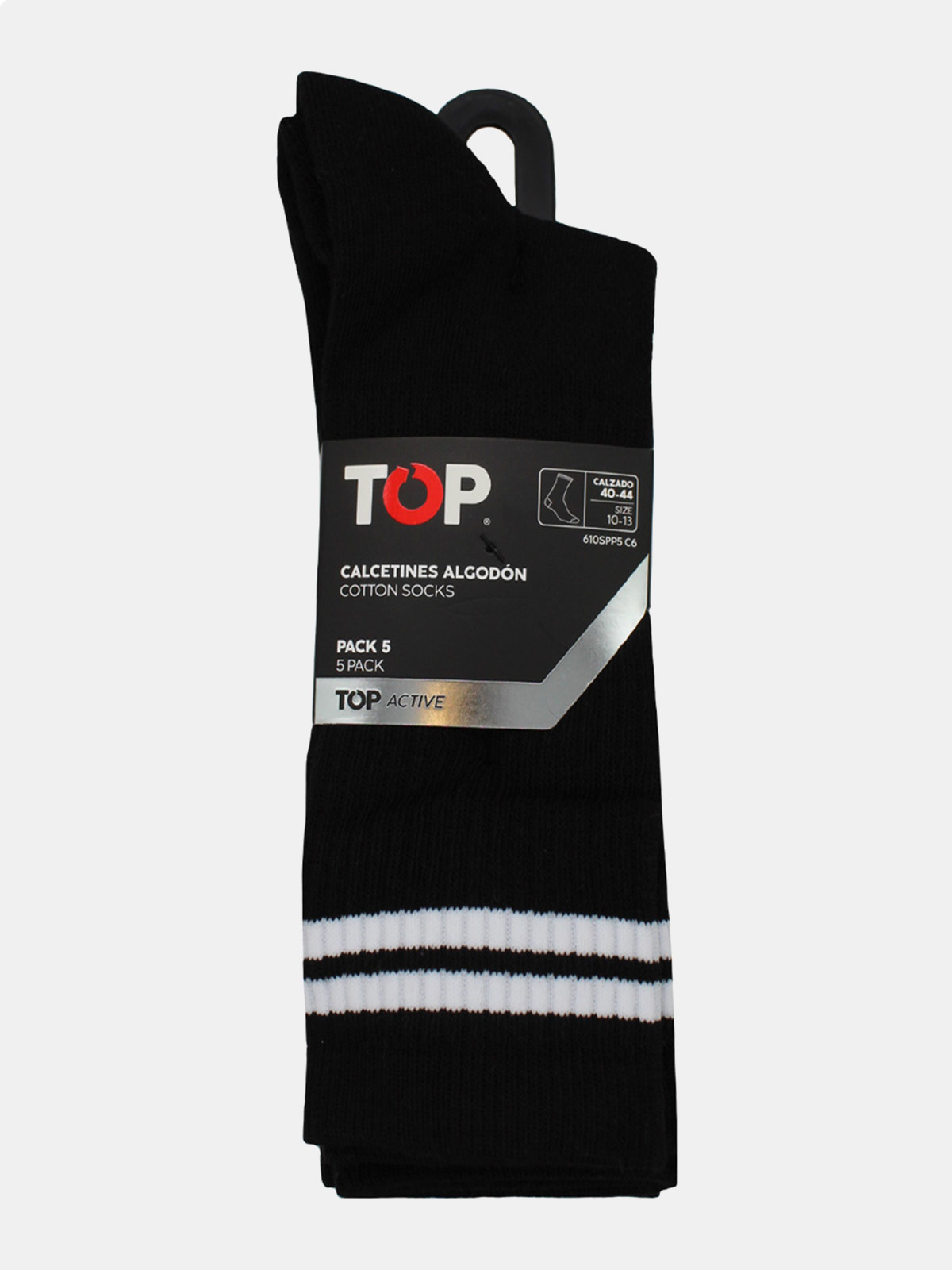 PACK X5 CALCETIN LARGO HOMBRE TOP NEGRO - 5