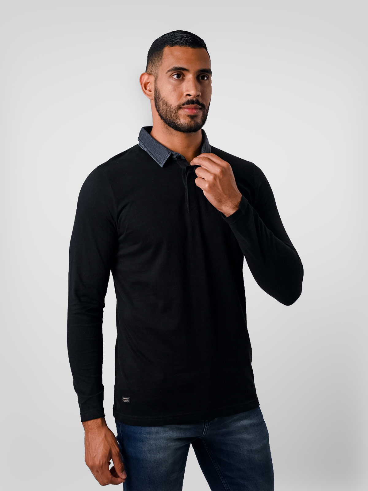 POLO MANGA LARGA BOXY FIT HOMBRE BLACKOUT DANIELS - 1