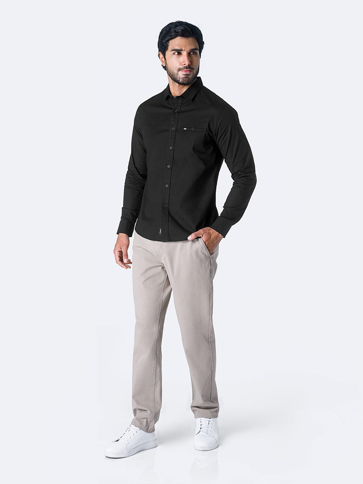 CAMISA SLIM FIT MANGA LARGA HOMBRE PIONIER POPELINA STRETCH - 4