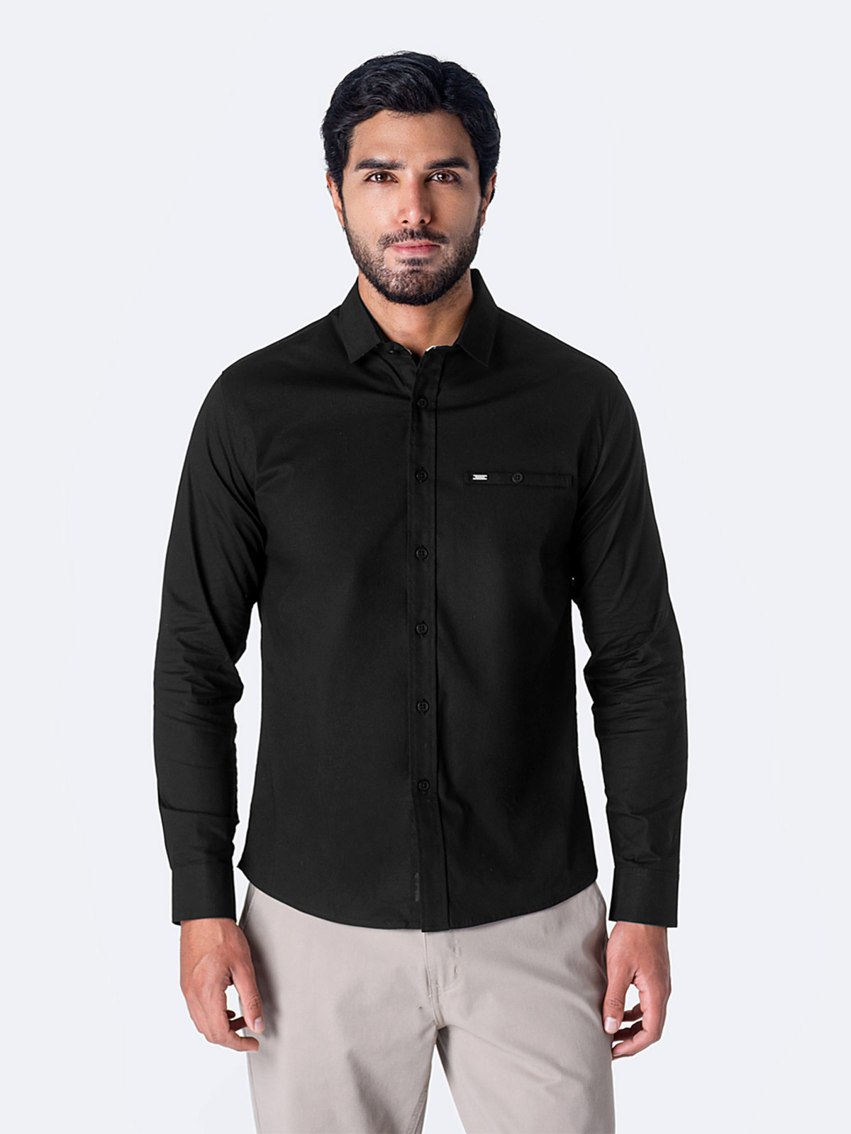 CAMISA SLIM FIT MANGA LARGA HOMBRE PIONIER POPELINA STRETCH  - 1