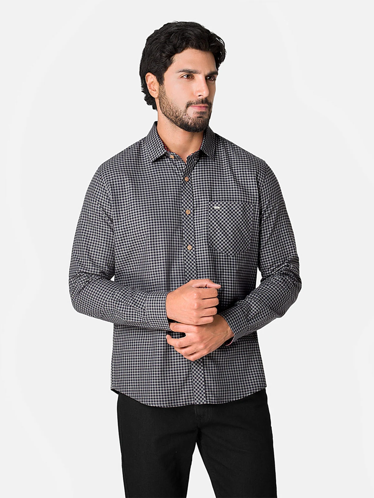 CAMISA REGULAR FIT MANGA LARGA HOMBRE PIONIER CUADROS - 1