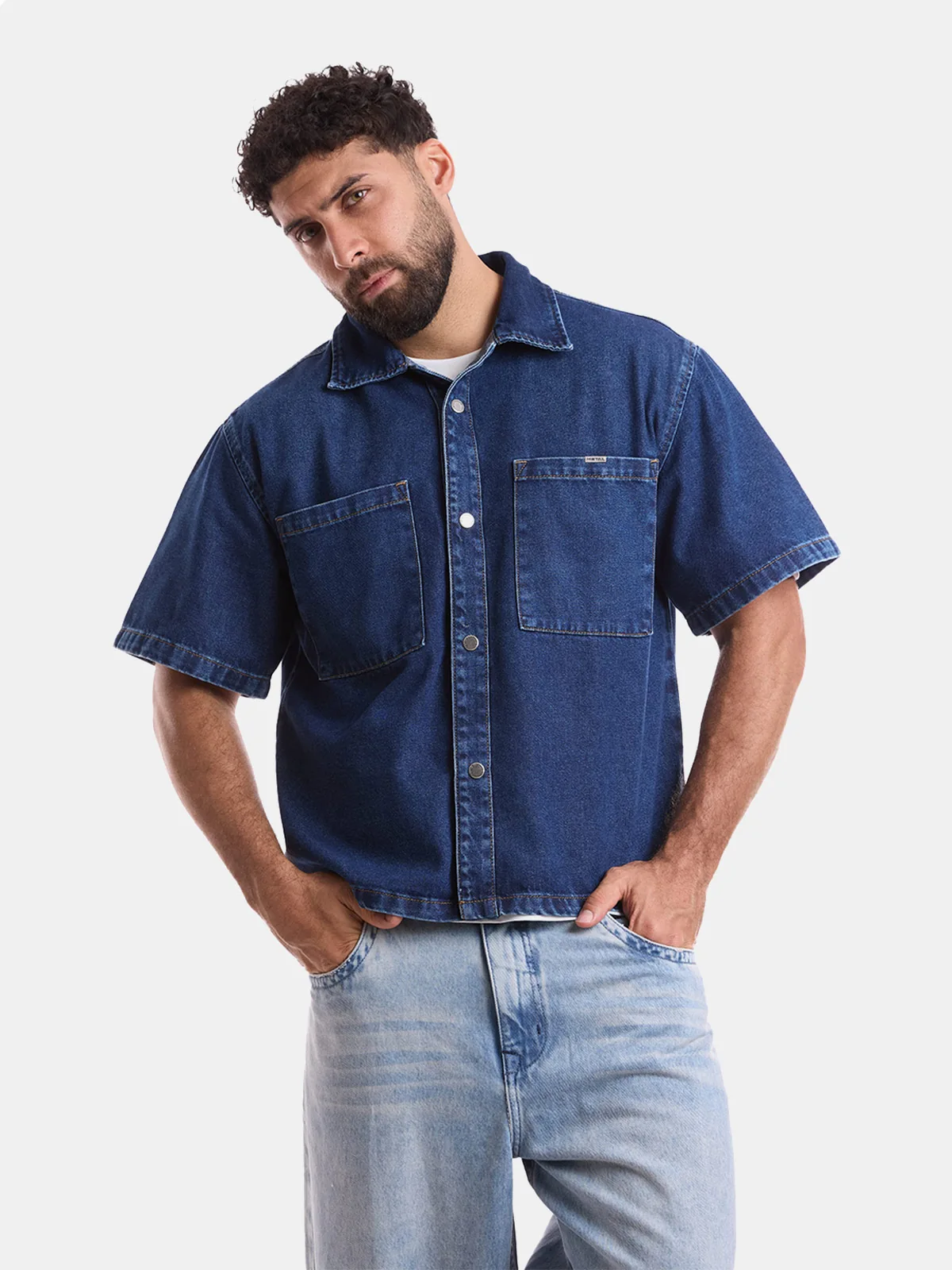 CAMISA MANGA CORTA BOXY FIT HOMBRE METAL JEANS RIVER - 1