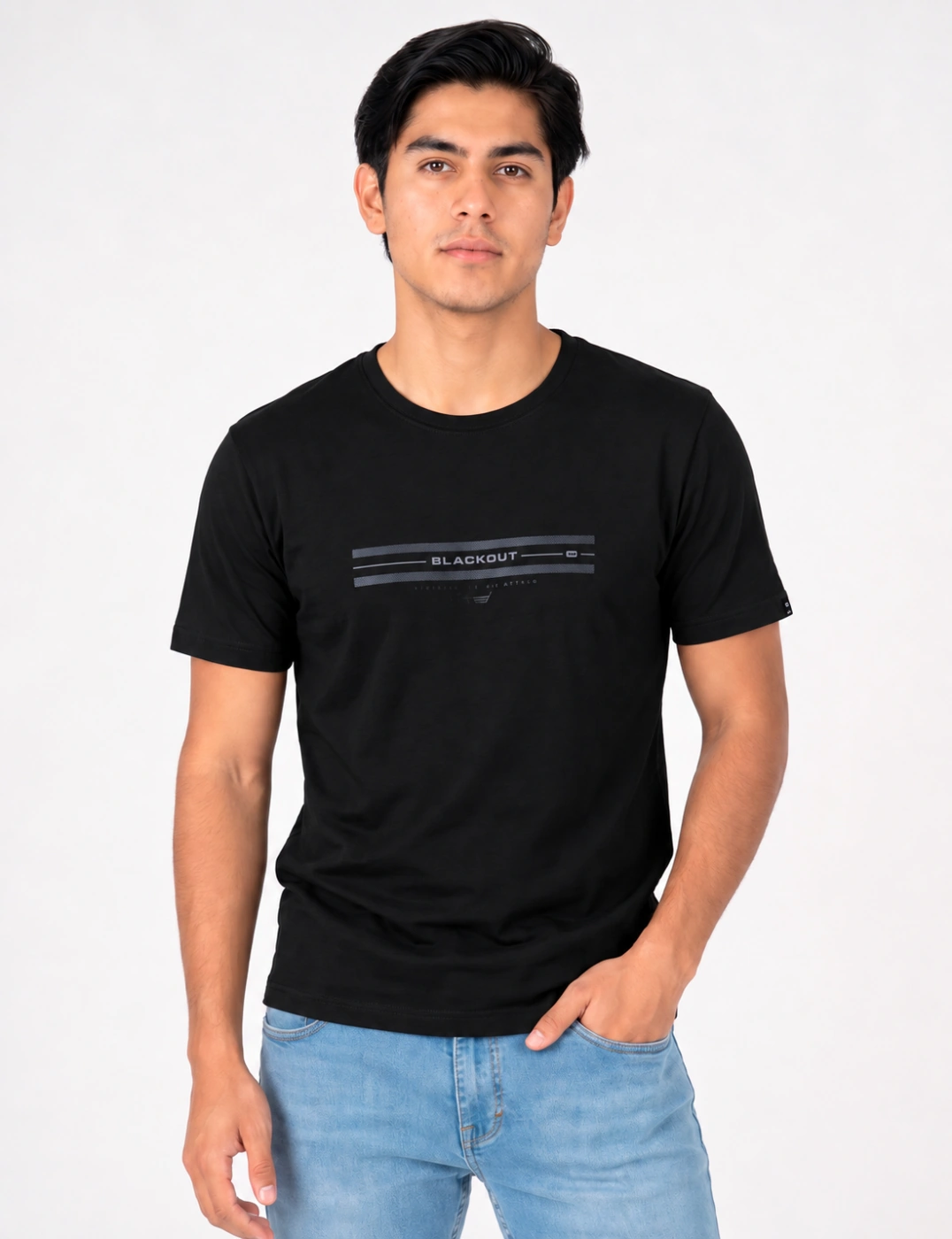POLO MANGA CORTA ALGODÓN HOMBRE BLACKOUT CUELLO REDONDO - 1