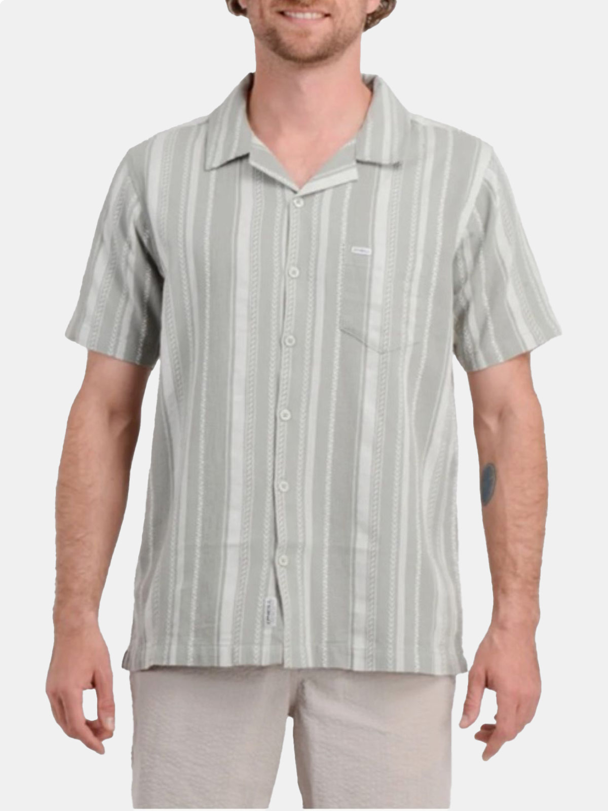 CAMISA MANGA CORTA HOMBRE O'NEILL BOLSILLOS JAQUARD JADEITE - 1
